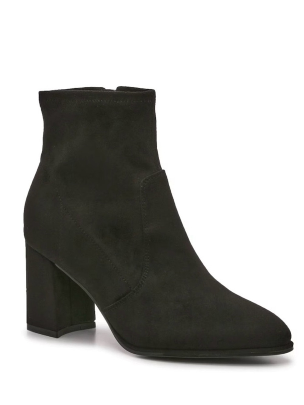 Marc Fisher 6.5 Balli 2 Ankle Boots Black Booties Faux Suede Chunky Block Heels